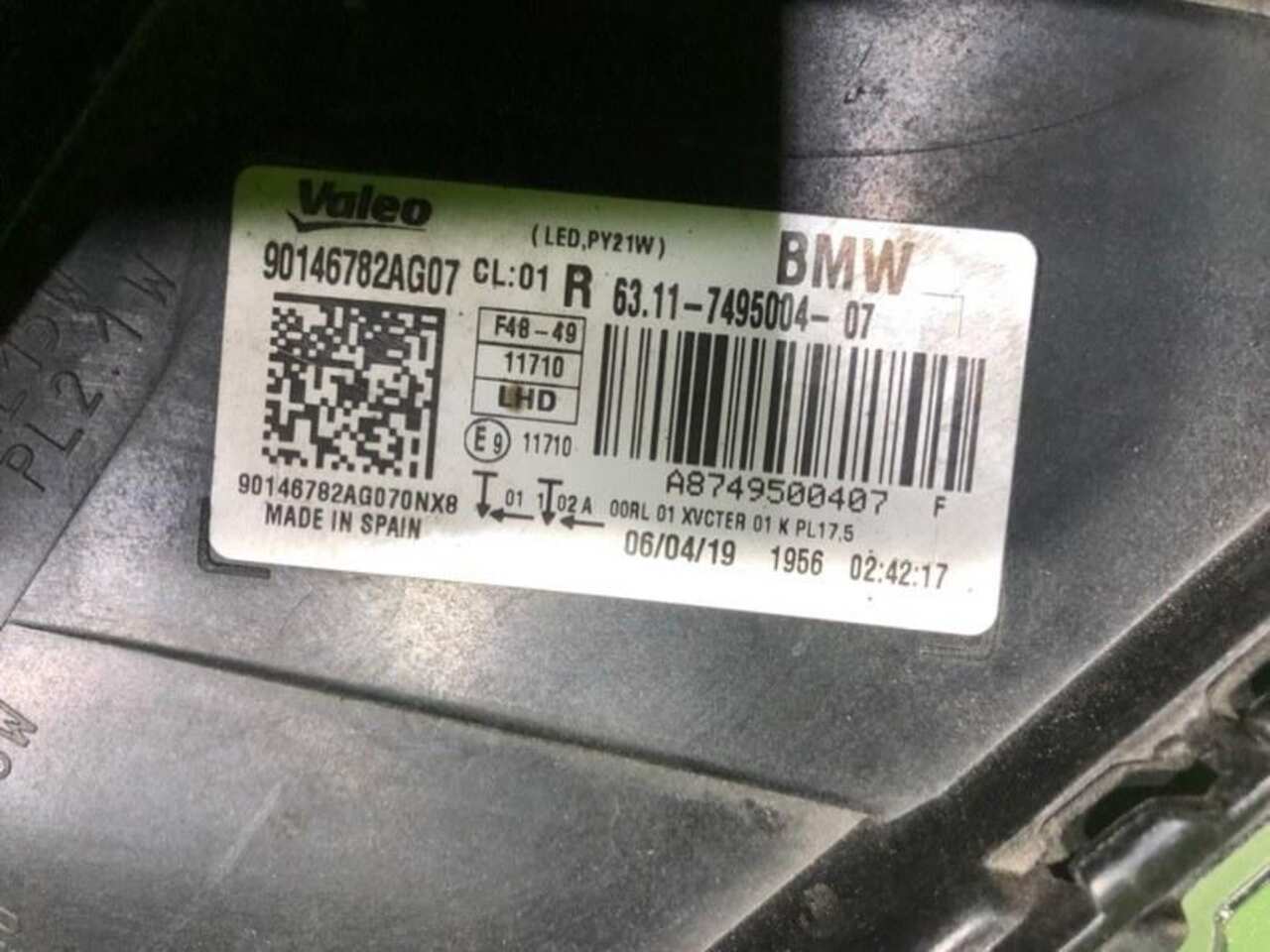 Фара правая BMW X1 F48 (2015-2019) 63117436462 D4501